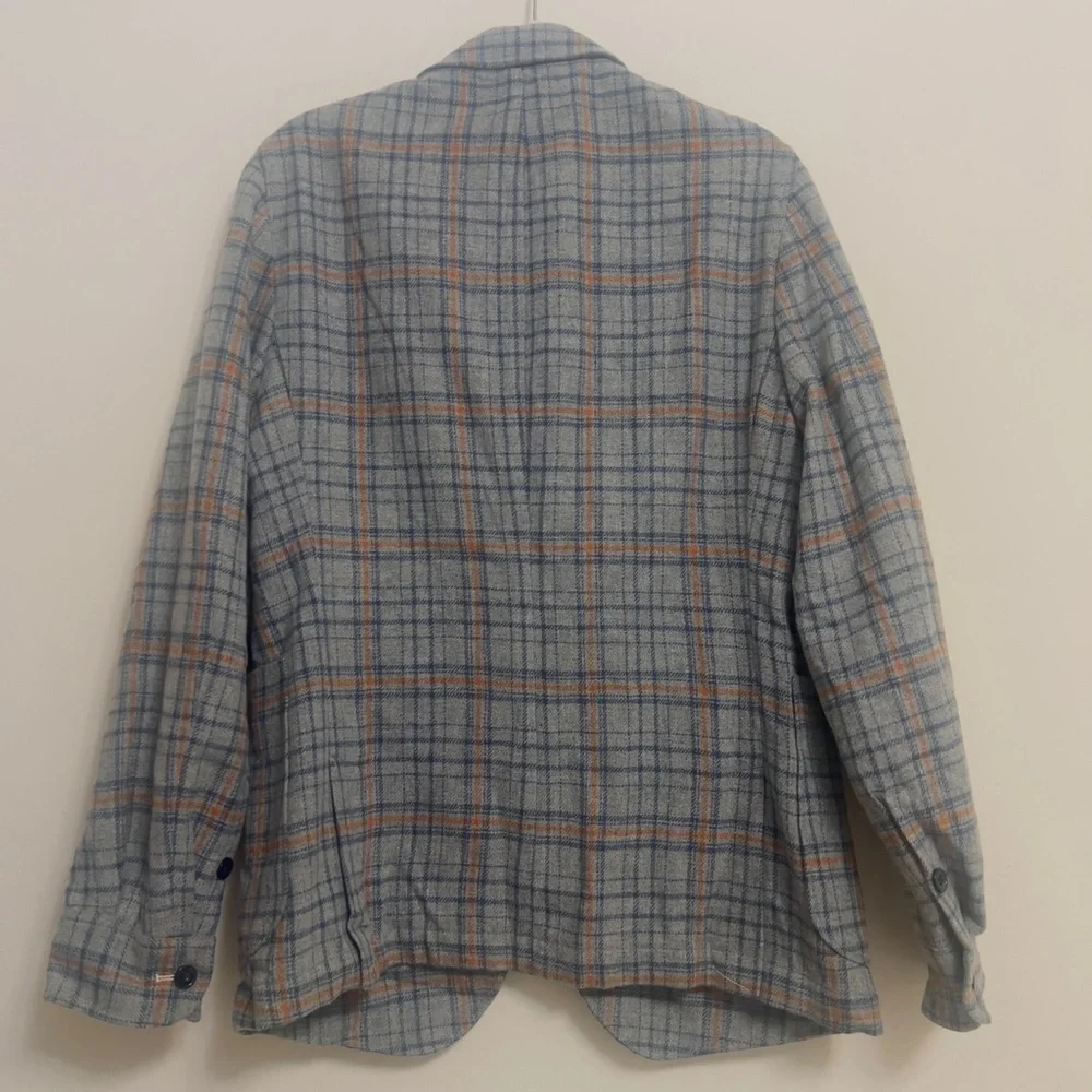 Men’s Gray & Orange Plaid Blazer – Size Small, New